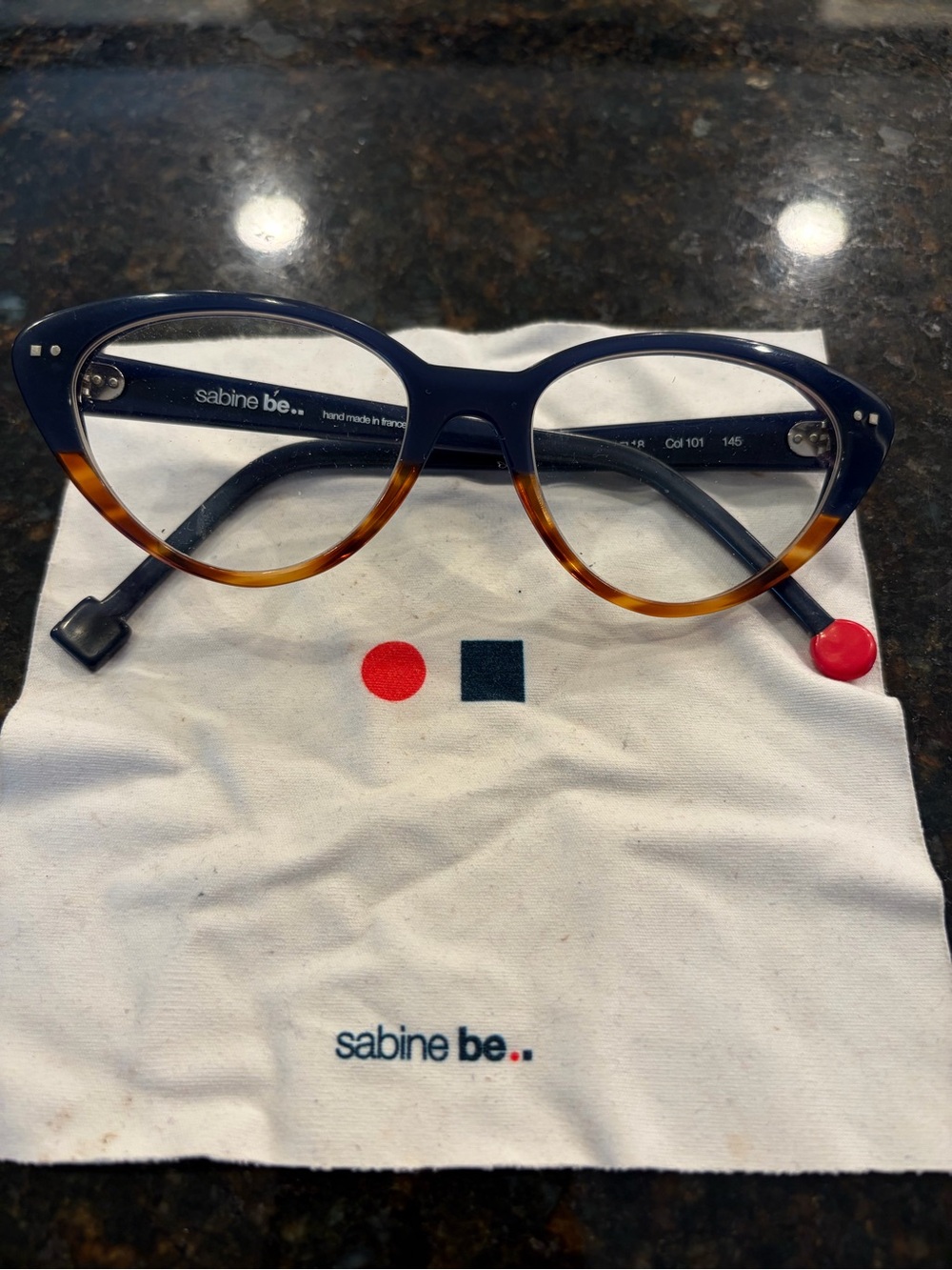 Sabine be.. be pretty dark blue & tortoise (brown)cats eye prescription glasses